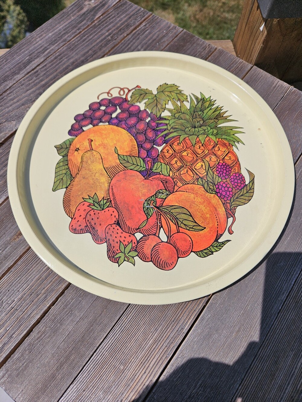 Vintage Elite Trays Made in England Metal Tin Serving Tray Fruit Harvest 11" MCM